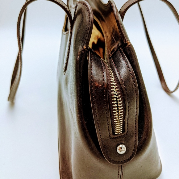 MONSAC ORIGINAL Brown Real Leather Satchel Shoulder Bag Purse, with dust bag. - Picture 7 of 15